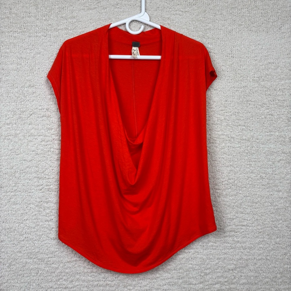 Free People Top Womens XS Firecracker Fantasy Jersey Cowl Tee Cotton Modal Blend